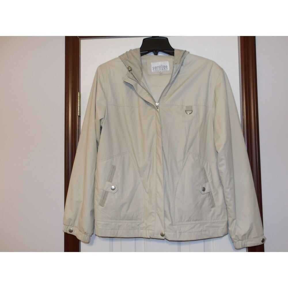 Carolina Lightweight Hooded‎ Windbreaker Jacket Casual Zip-Up Beige
